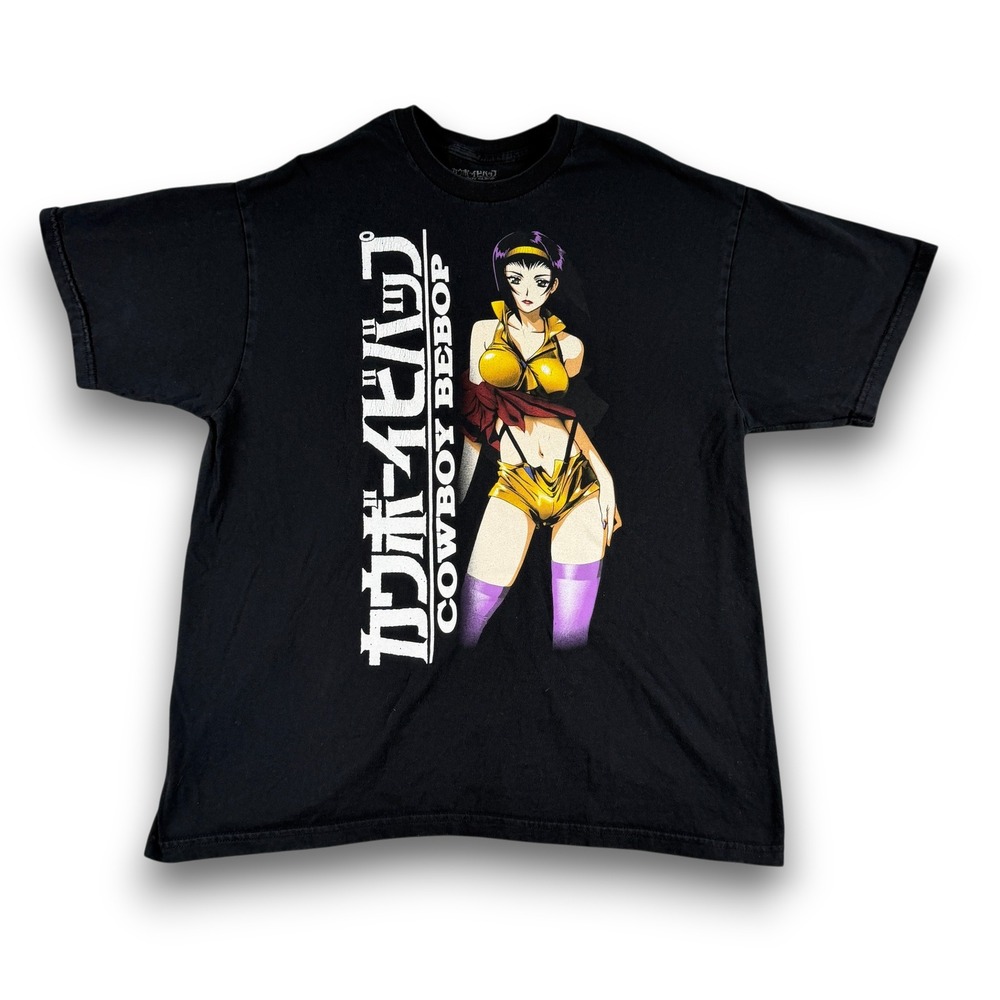 Cowboy Bebop Shirt Mens XL Black Faye Valentine Anime Graphic Katana Tee‎